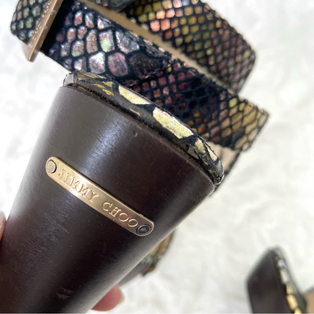 Jimmy Choo Python Embossed Leather Strapped Sanda… - image 12